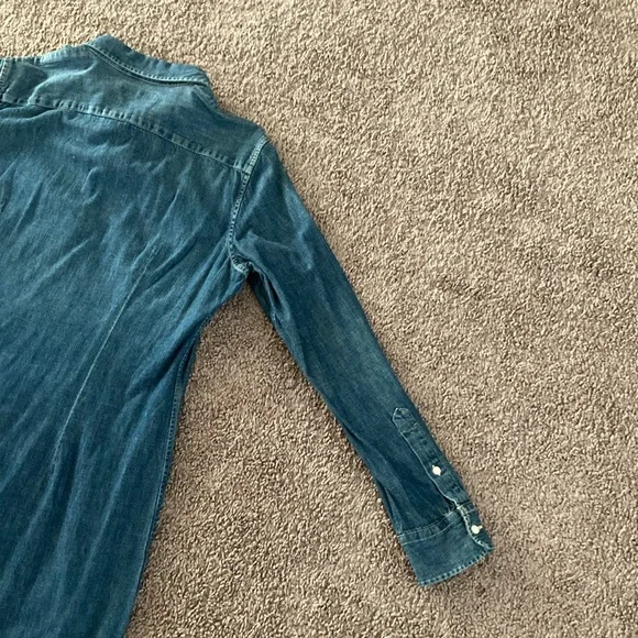 Ralph Lauren Denim Dress Long Sleeve Button Down Size L Dark Wash Blue - Picture 12 of 14